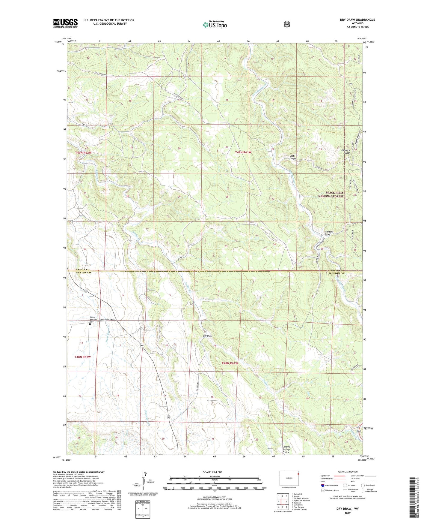 Dry Draw Wyoming US Topo Map Image