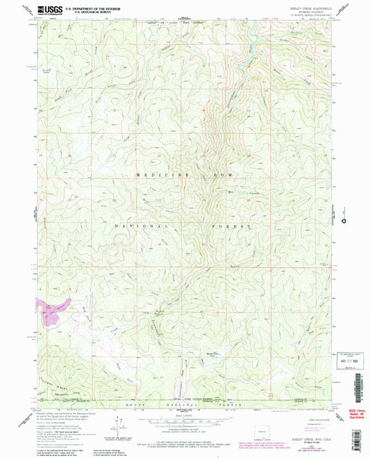 Classic USGS Dudley Creek Wyoming 7.5'x7.5' Topo Map Image