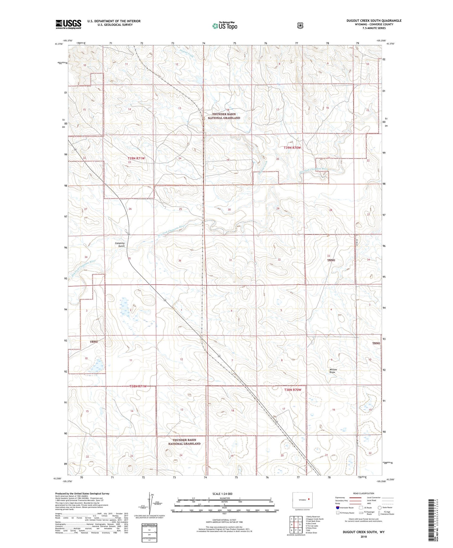 Dugout Creek South Wyoming US Topo Map Image