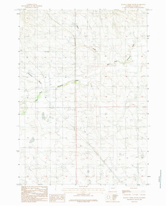 Classic USGS Dugout Creek South Wyoming 7.5'x7.5' Topo Map Image