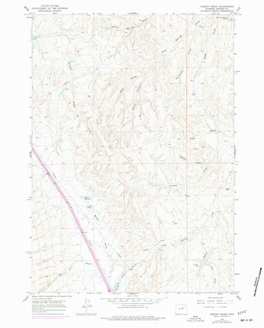 Classic USGS Dugout Ranch Wyoming 7.5'x7.5' Topo Map Image