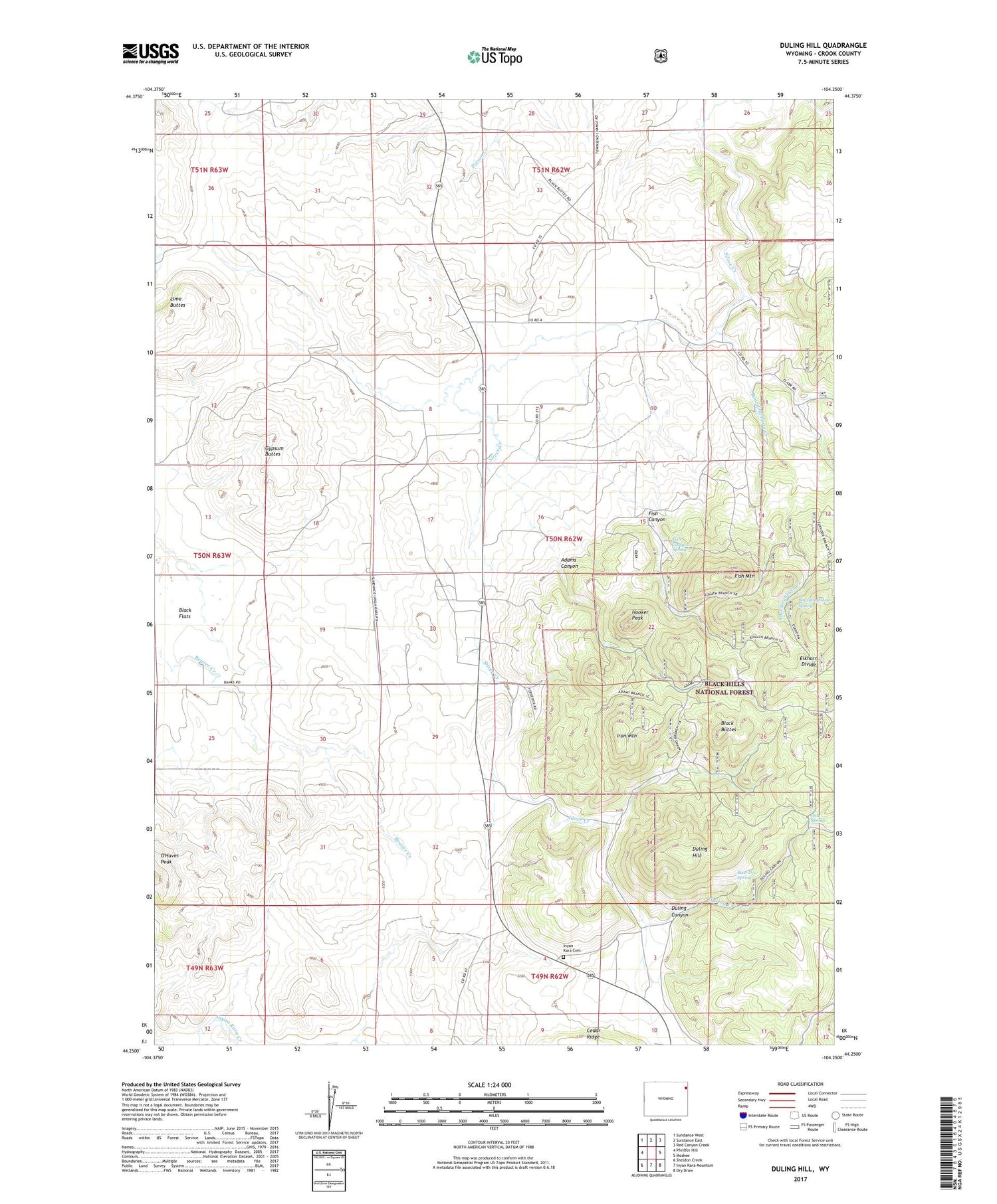 Duling Hill Wyoming US Topo Map Image