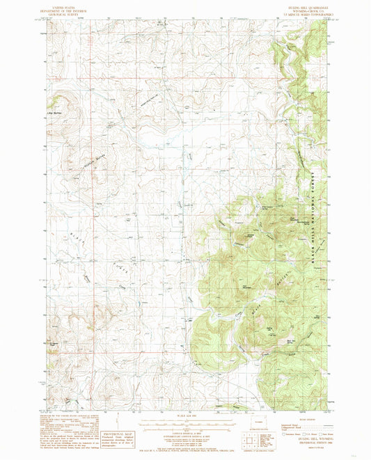 Classic USGS Duling Hill Wyoming 7.5'x7.5' Topo Map Image