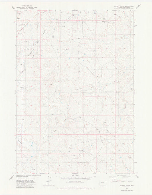 Classic USGS Dupont Creek Wyoming 7.5'x7.5' Topo Map Image