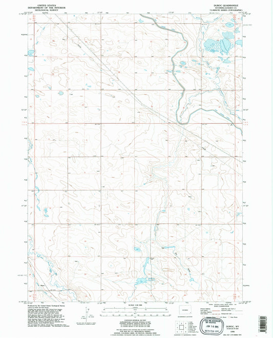 Classic USGS Duroc Wyoming 7.5'x7.5' Topo Map Image