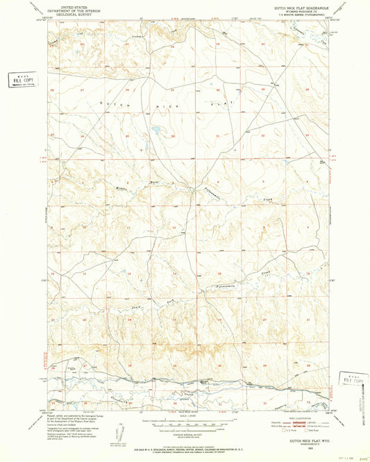 Classic USGS Dutch Nick Flat Wyoming 7.5'x7.5' Topo Map Image