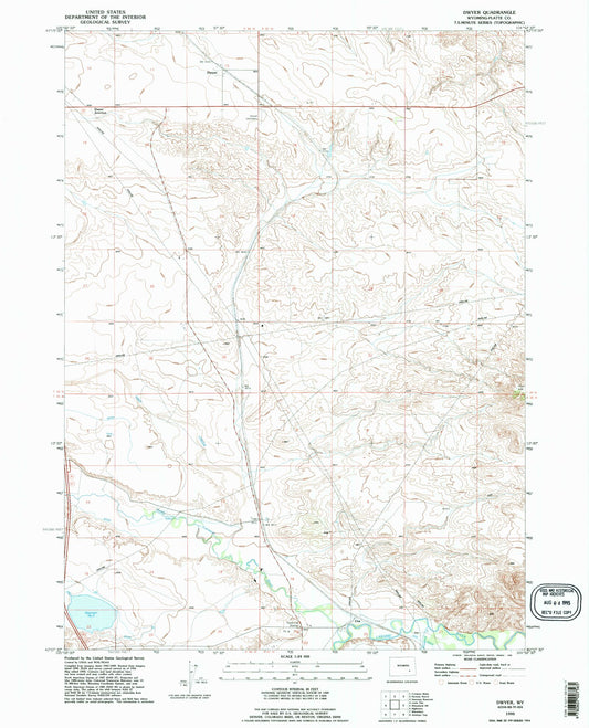 Classic USGS Dwyer Wyoming 7.5'x7.5' Topo Map Image