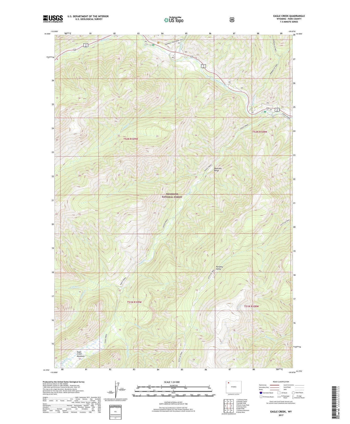 Eagle Creek Wyoming US Topo Map Image