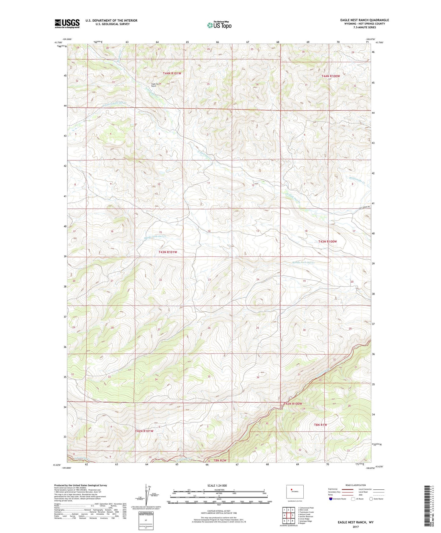 Eagle Nest Ranch Wyoming US Topo Map Image