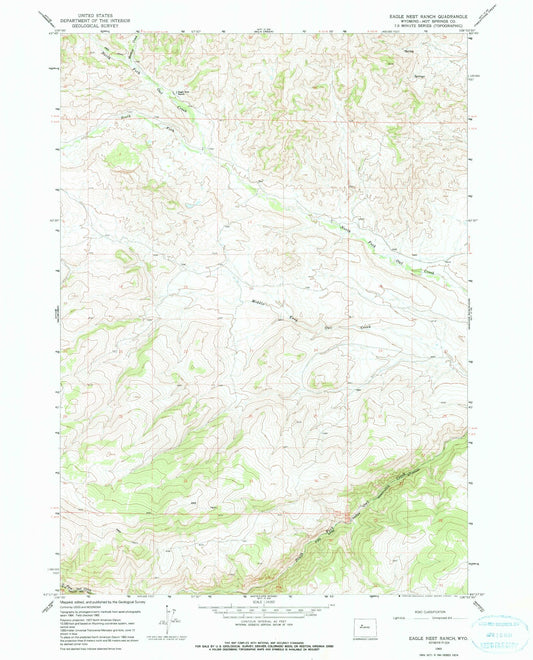 Classic USGS Eagle Nest Ranch Wyoming 7.5'x7.5' Topo Map Image