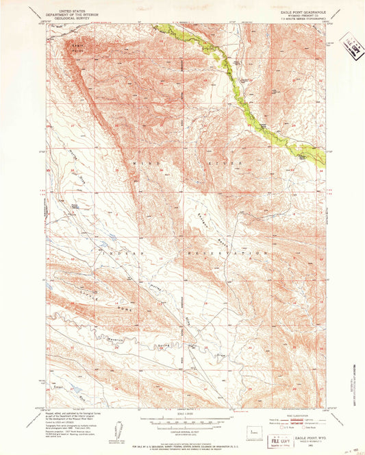 Classic USGS Eagle Point Wyoming 7.5'x7.5' Topo Map Image