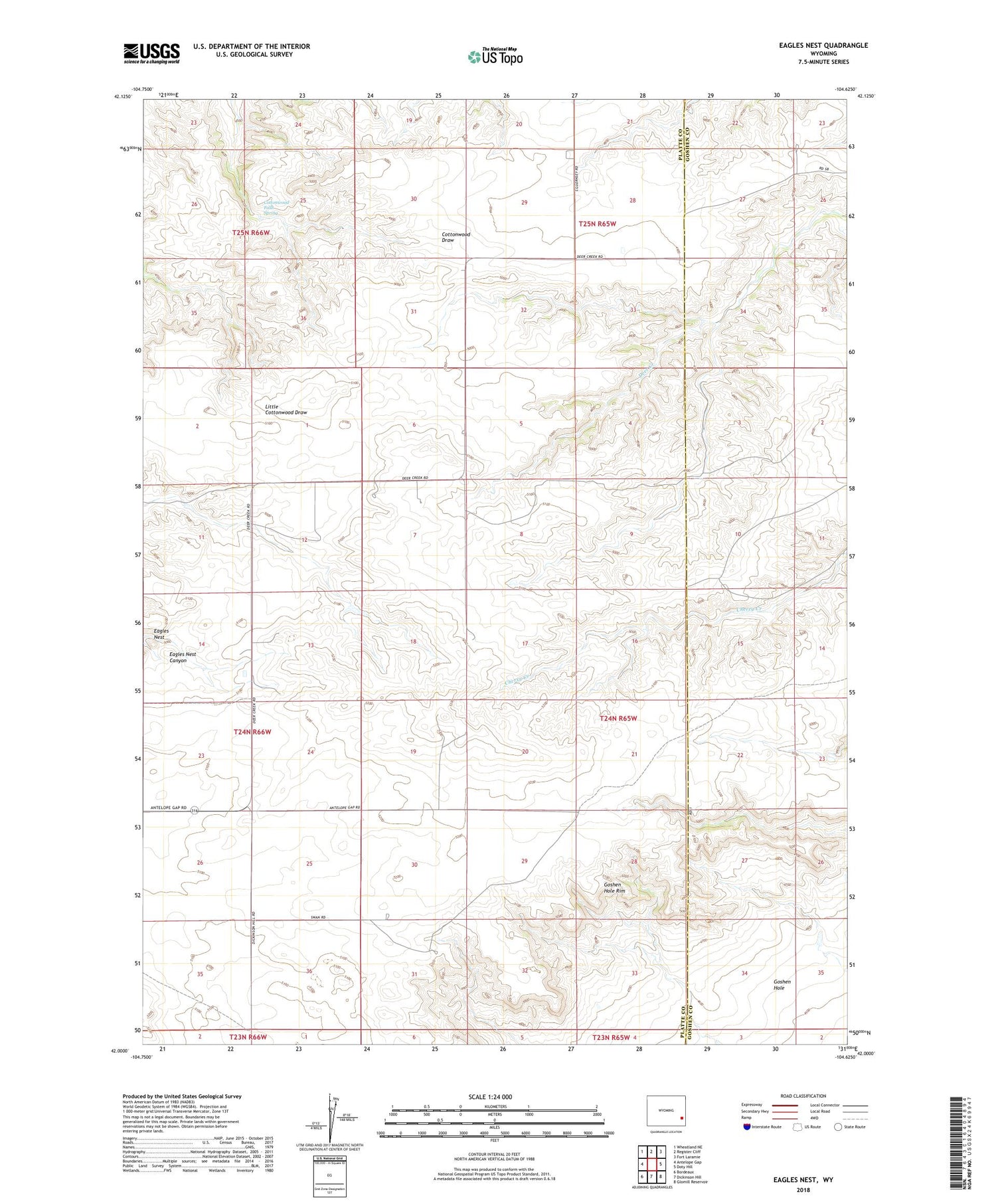 Eagles Nest Wyoming US Topo Map Image