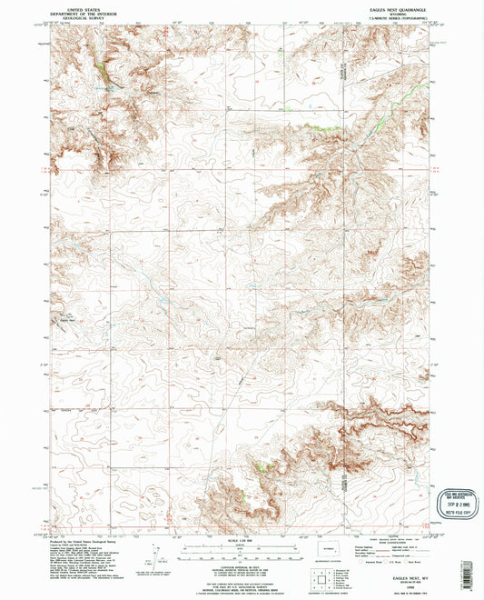 Classic USGS Eagles Nest Wyoming 7.5'x7.5' Topo Map Image