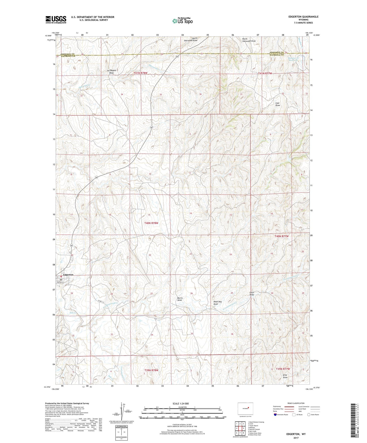 Edgerton Wyoming US Topo Map Image