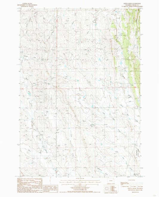 Classic USGS Edith Creek Wyoming 7.5'x7.5' Topo Map Image