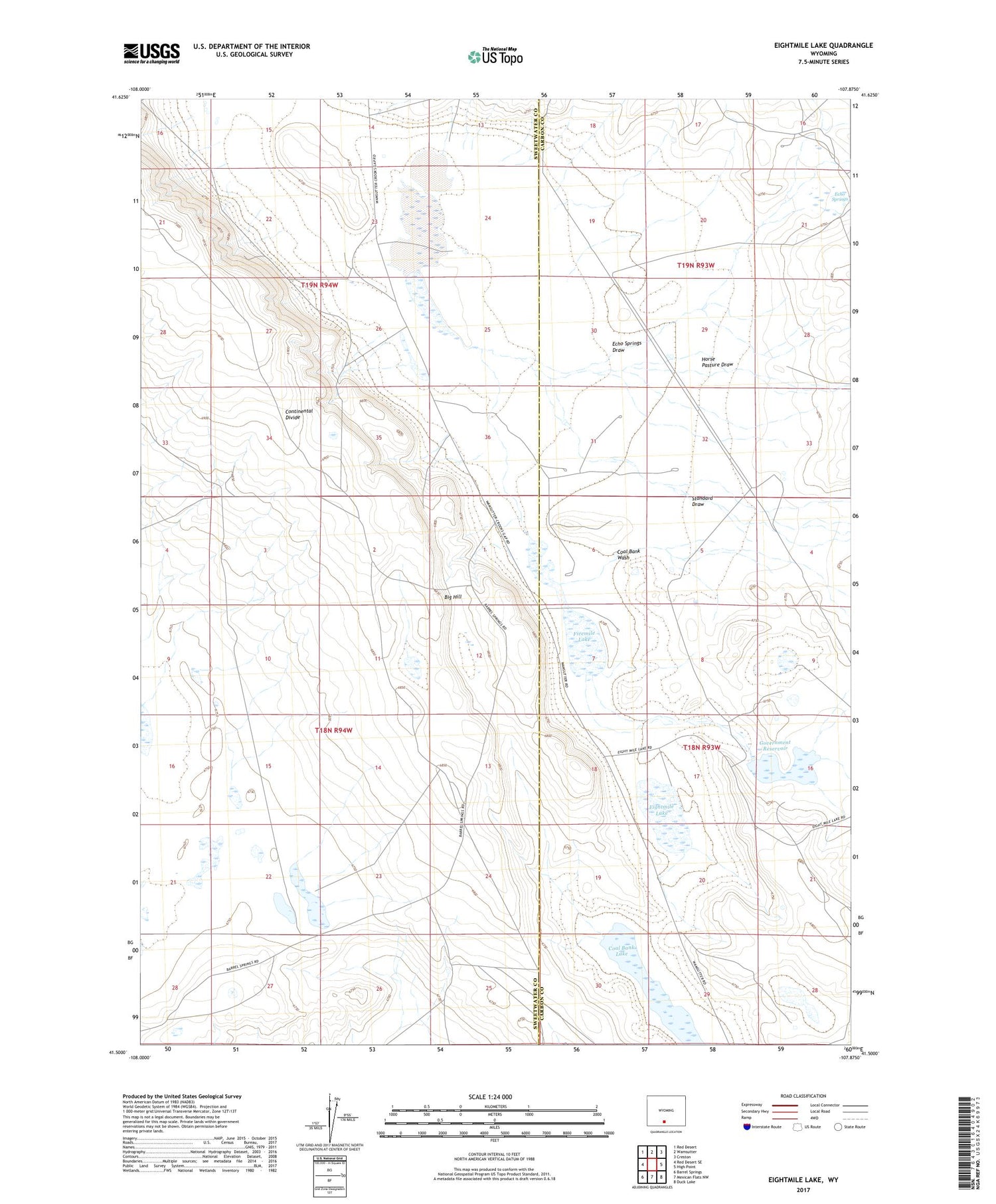 Eightmile Lake Wyoming US Topo Map Image