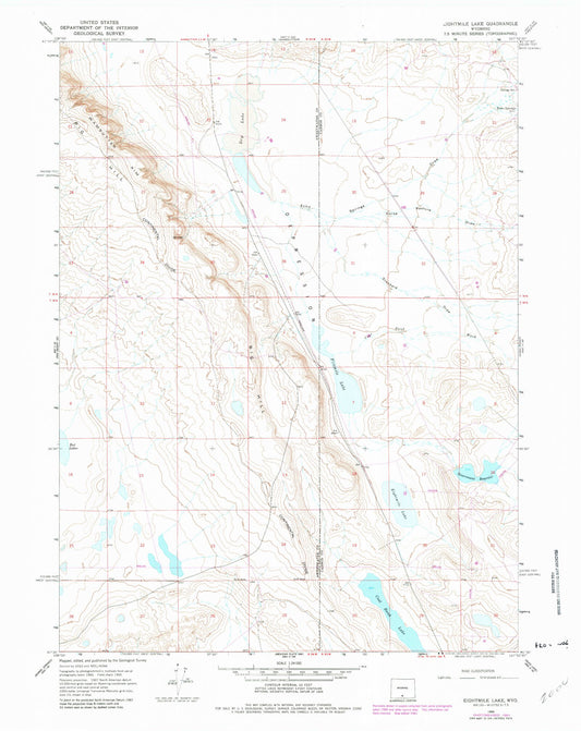 Classic USGS Eightmile Lake Wyoming 7.5'x7.5' Topo Map Image
