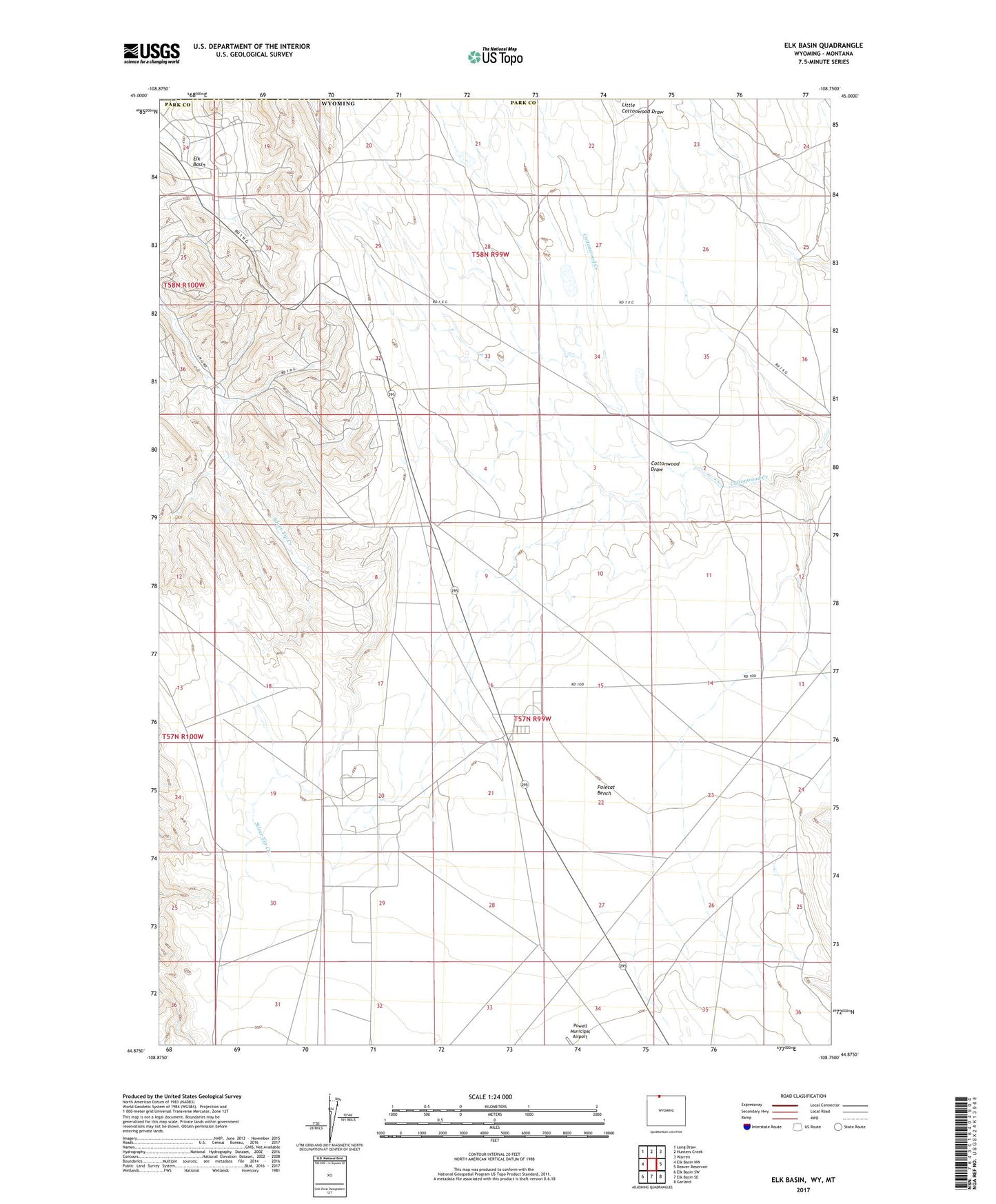 Elk Basin Wyoming US Topo Map Image