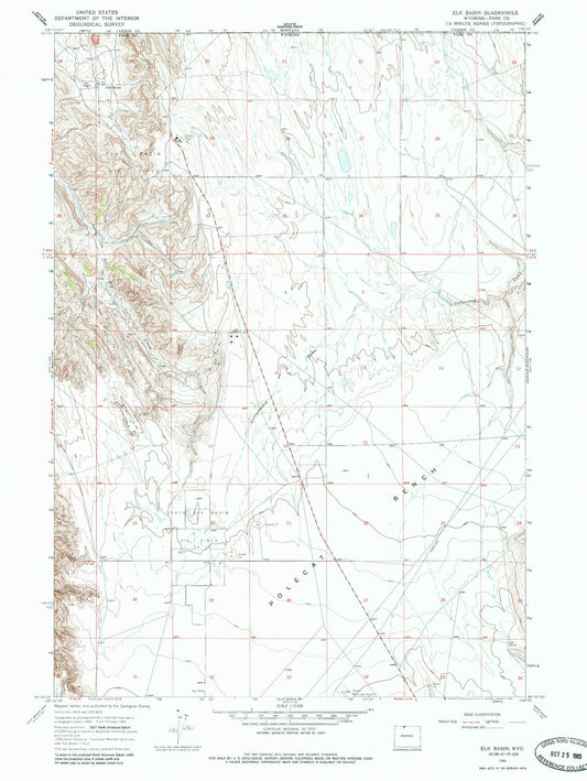 Classic USGS Elk Basin Wyoming 7.5'x7.5' Topo Map Image