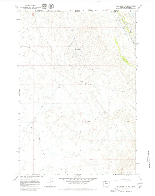 Classic USGS Elk Basin NW Wyoming 7.5'x7.5' Topo Map Image