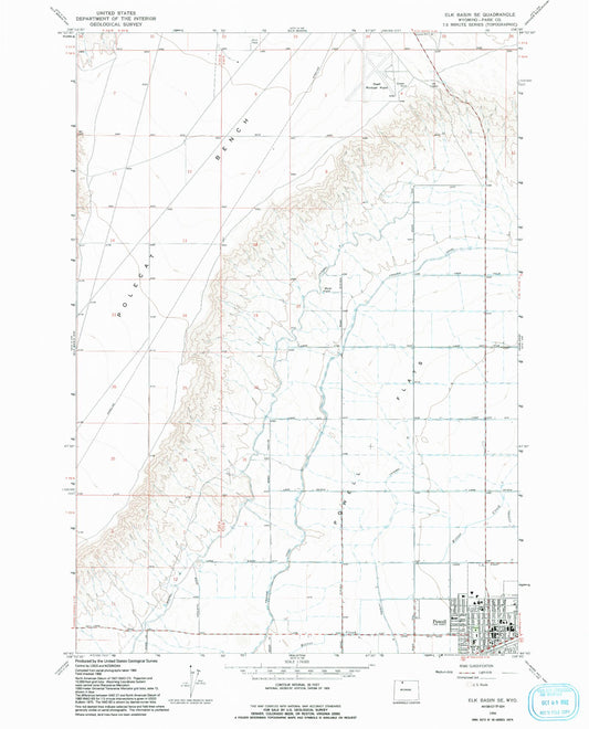 Classic USGS Elk Basin SE Wyoming 7.5'x7.5' Topo Map Image