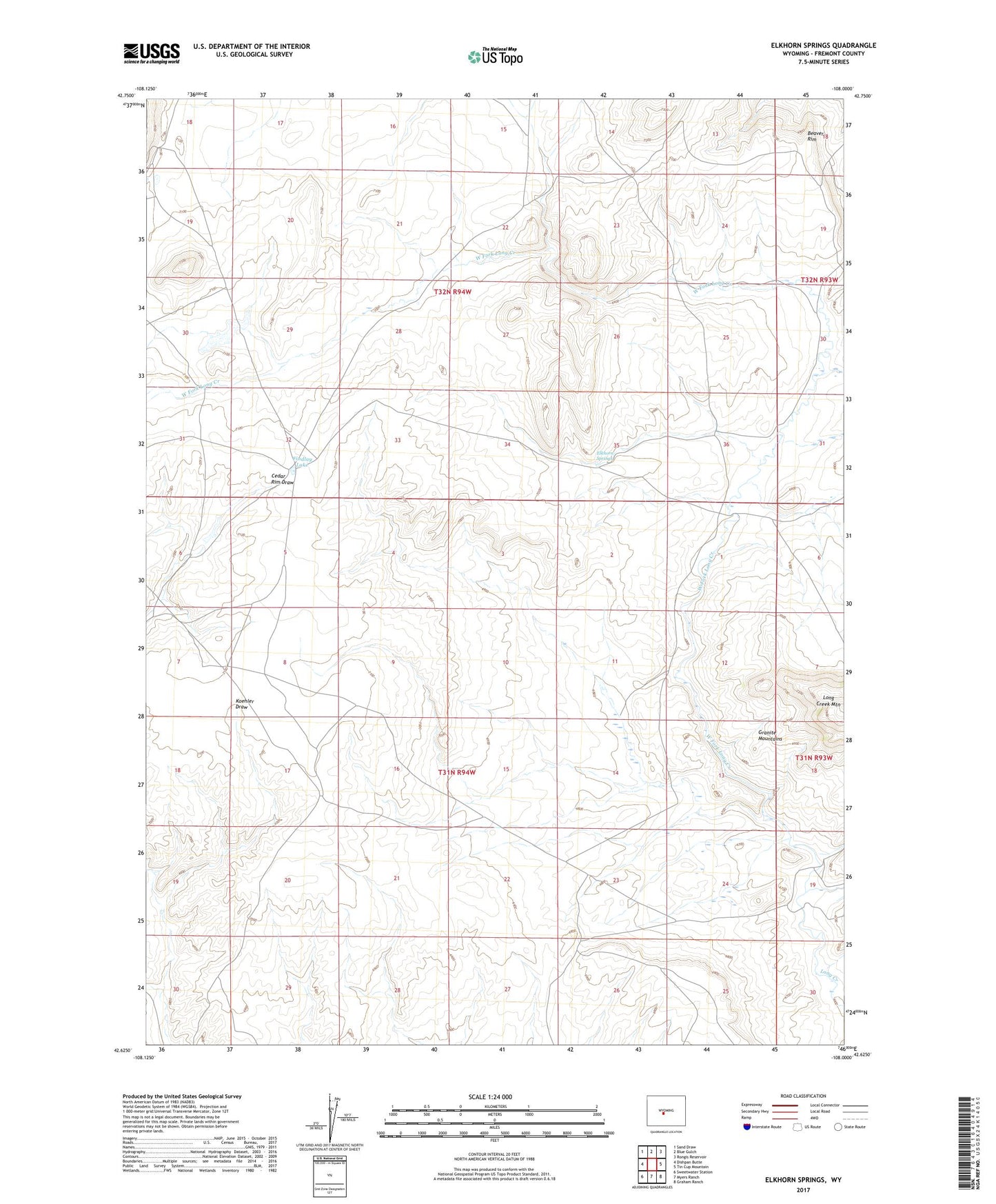 Elkhorn Springs Wyoming US Topo Map Image