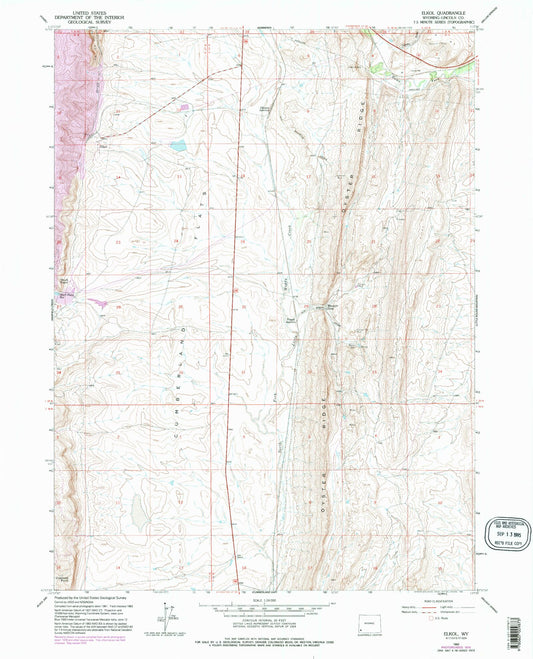 Classic USGS Elkol Wyoming 7.5'x7.5' Topo Map Image