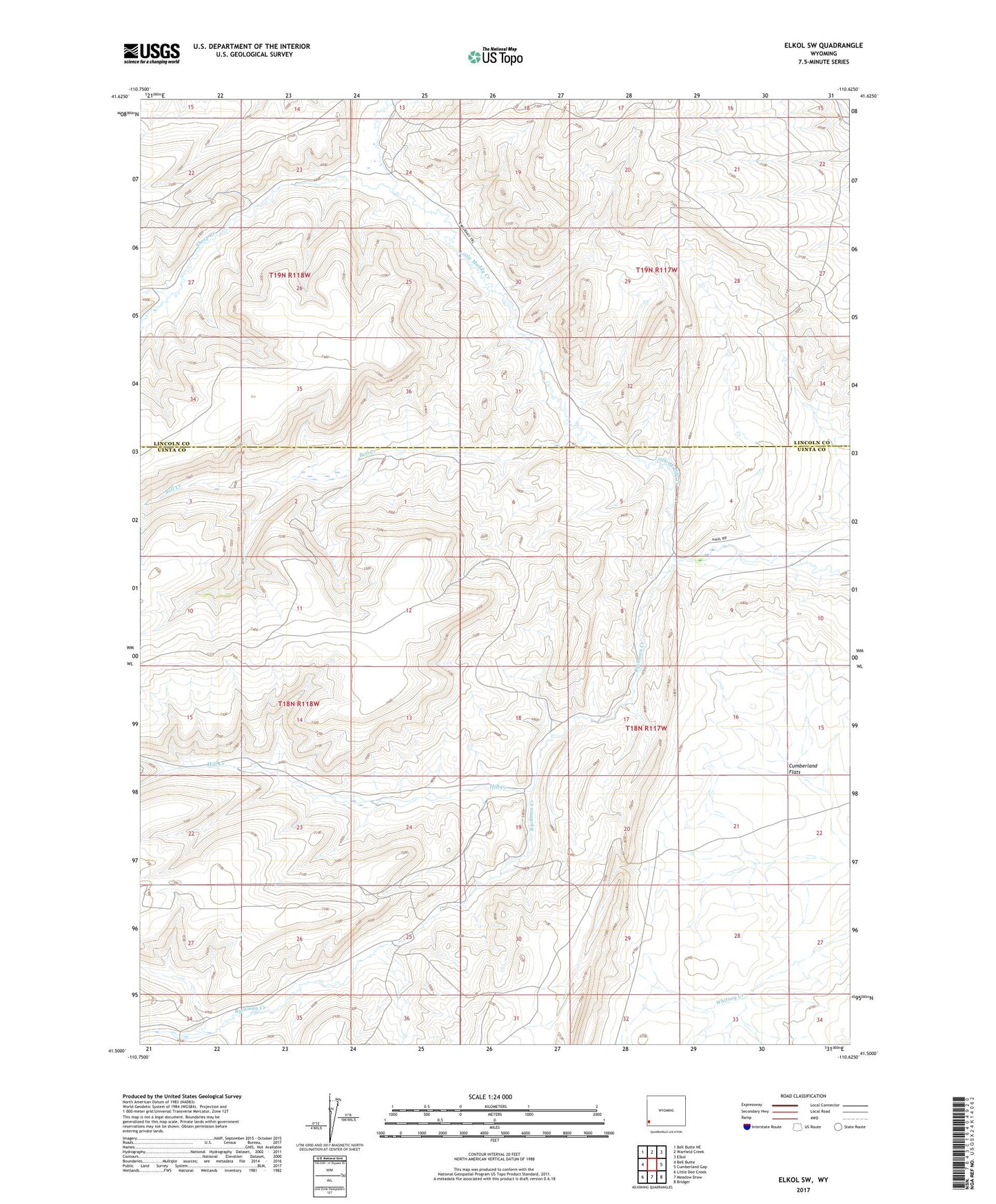 Elkol SW Wyoming US Topo Map Image