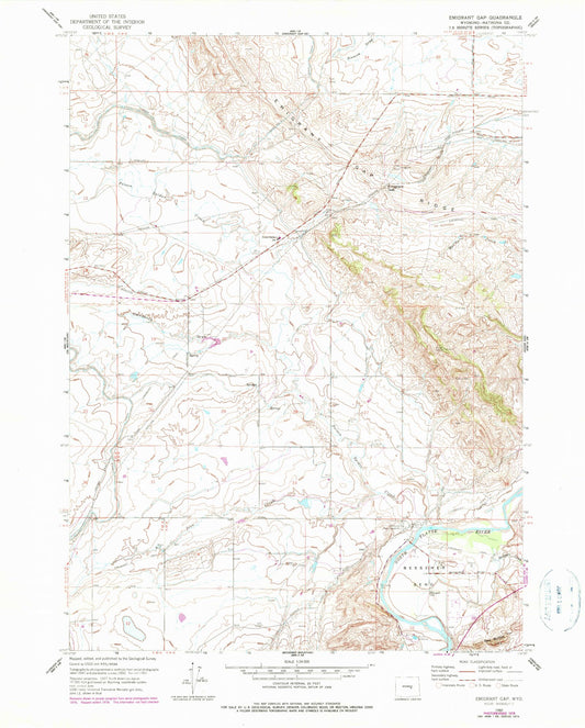 Classic USGS Emigrant Gap Wyoming 7.5'x7.5' Topo Map Image
