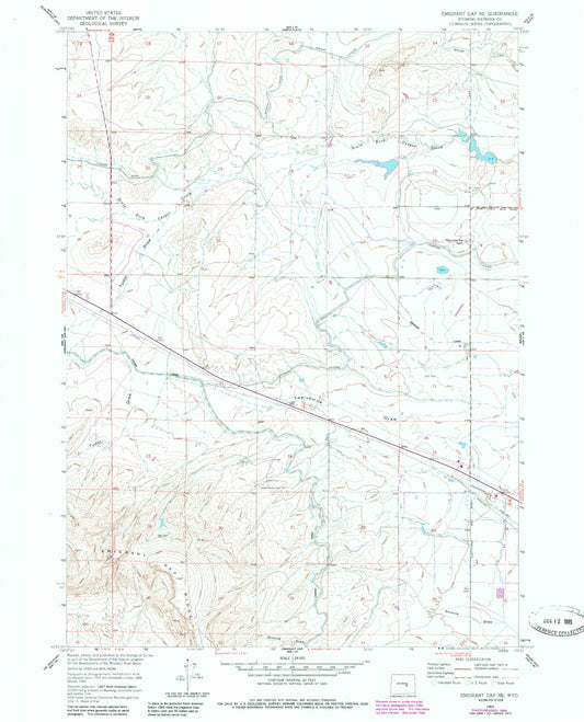 Classic USGS Emigrant Gap NE Wyoming 7.5'x7.5' Topo Map Image