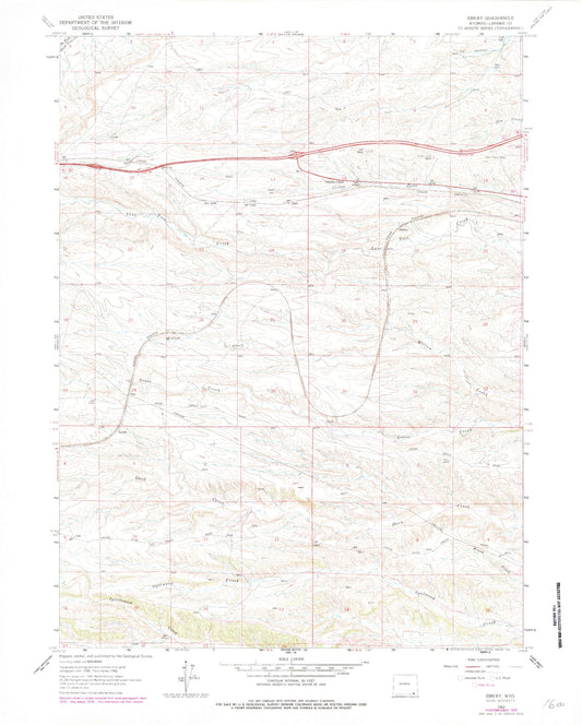 Classic USGS Emkay Wyoming 7.5'x7.5' Topo Map Image