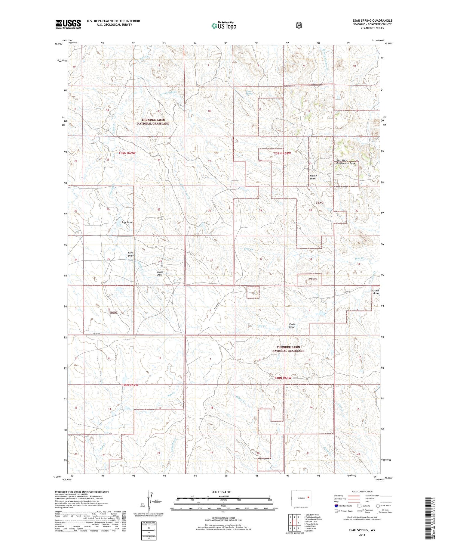 Esau Spring Wyoming US Topo Map Image