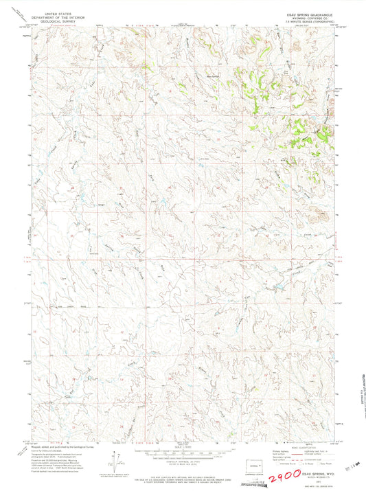 Classic USGS Esau Spring Wyoming 7.5'x7.5' Topo Map Image