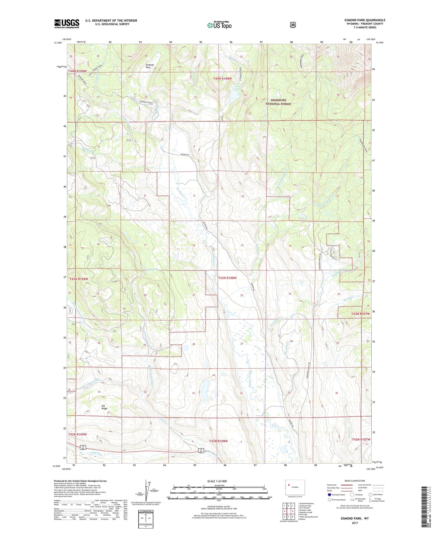 Esmond Park Wyoming US Topo Map Image
