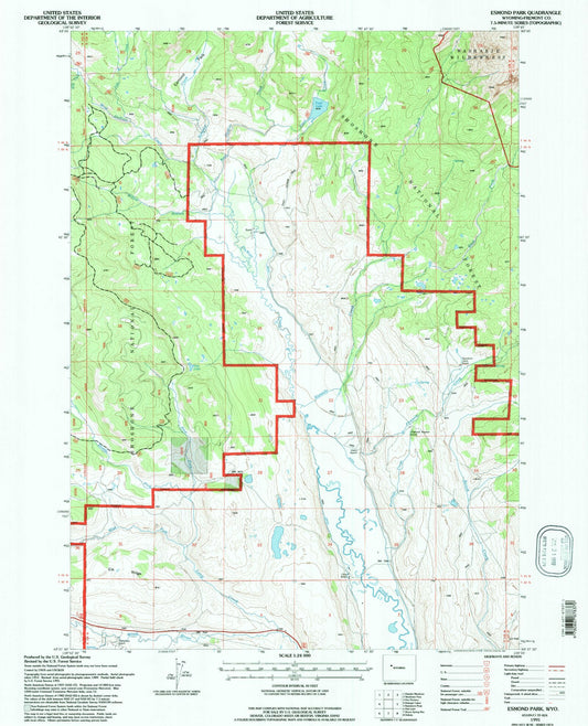 Classic USGS Esmond Park Wyoming 7.5'x7.5' Topo Map Image