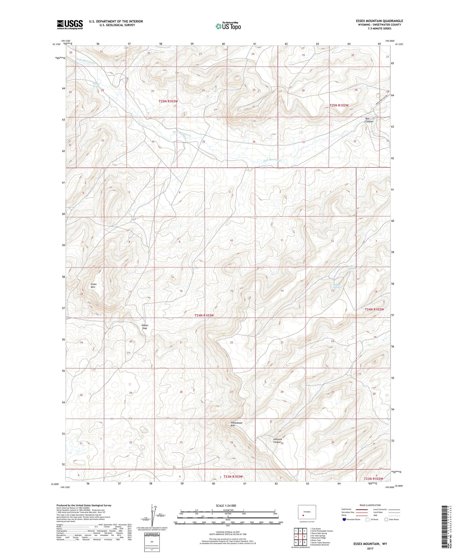 Essex Mountain Wyoming US Topo Map Image