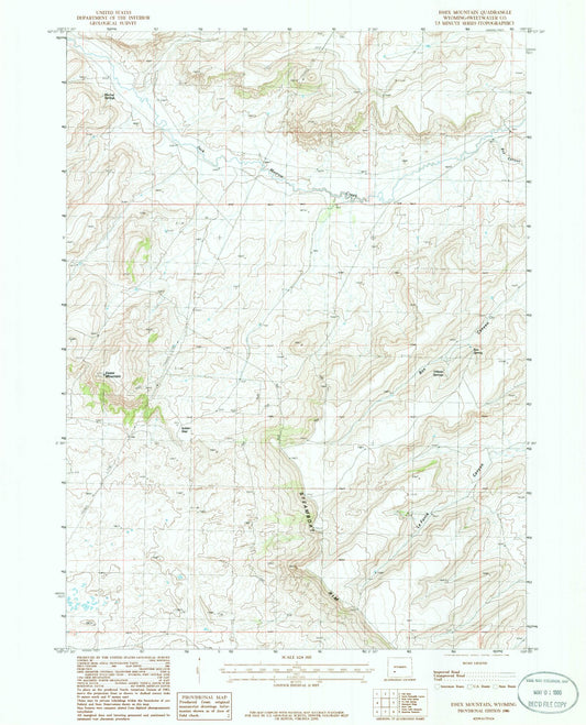 Classic USGS Essex Mountain Wyoming 7.5'x7.5' Topo Map Image