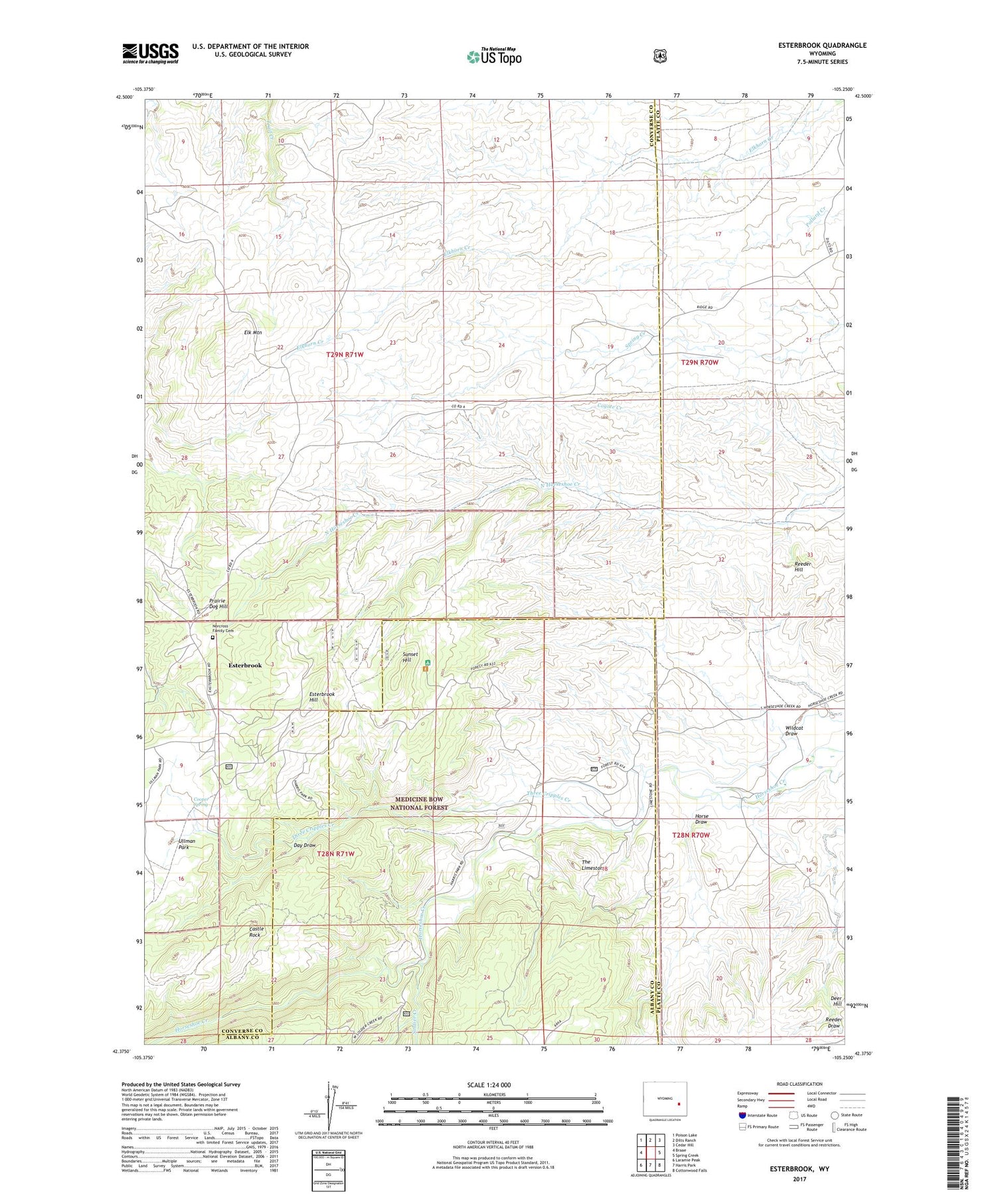 Esterbrook Wyoming US Topo Map Image