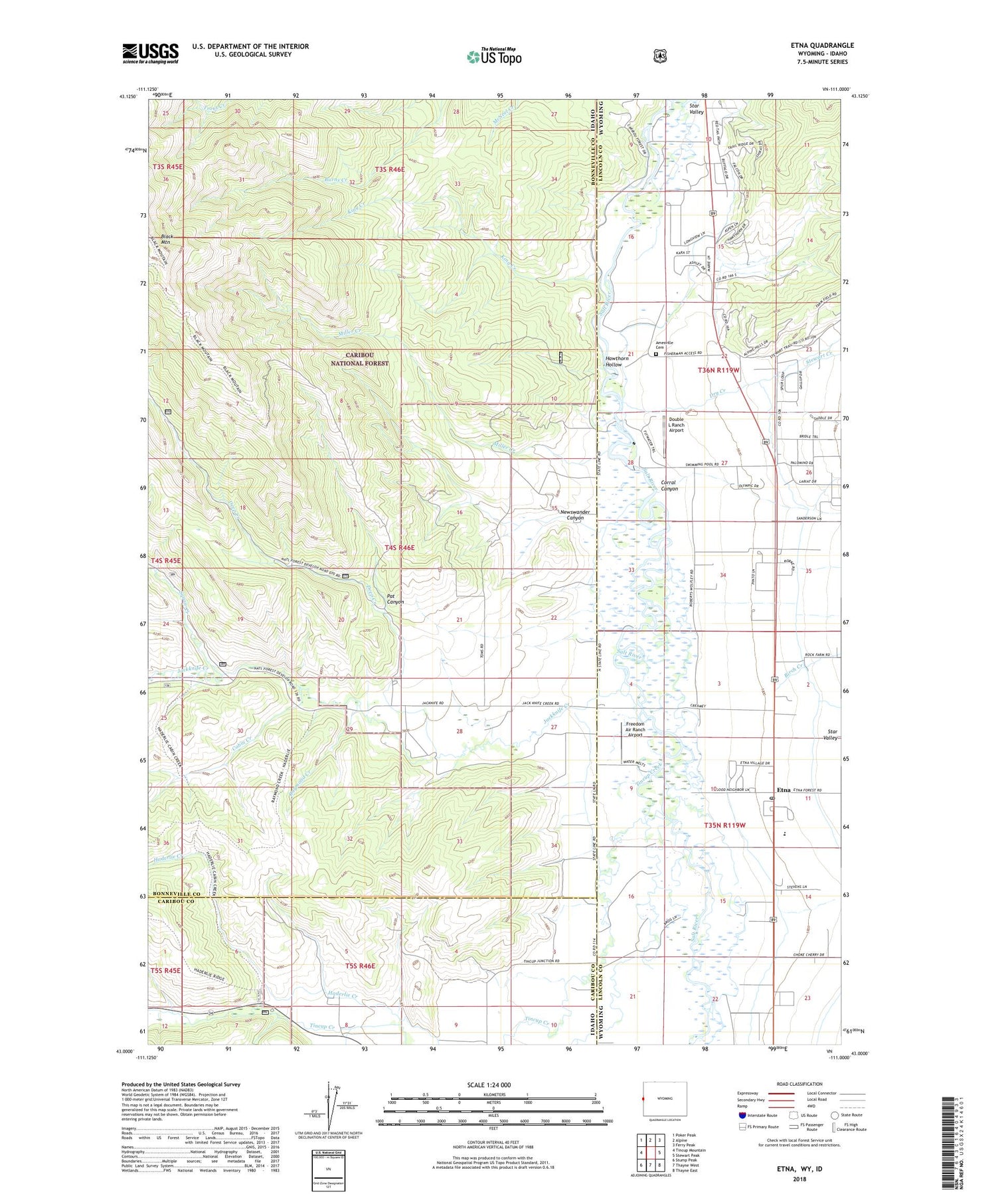 Etna Wyoming US Topo Map Image