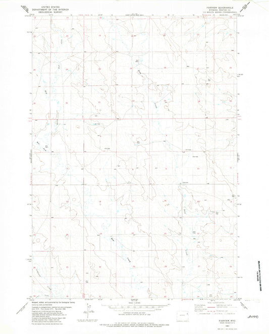 Classic USGS Fairview Wyoming 7.5'x7.5' Topo Map Image