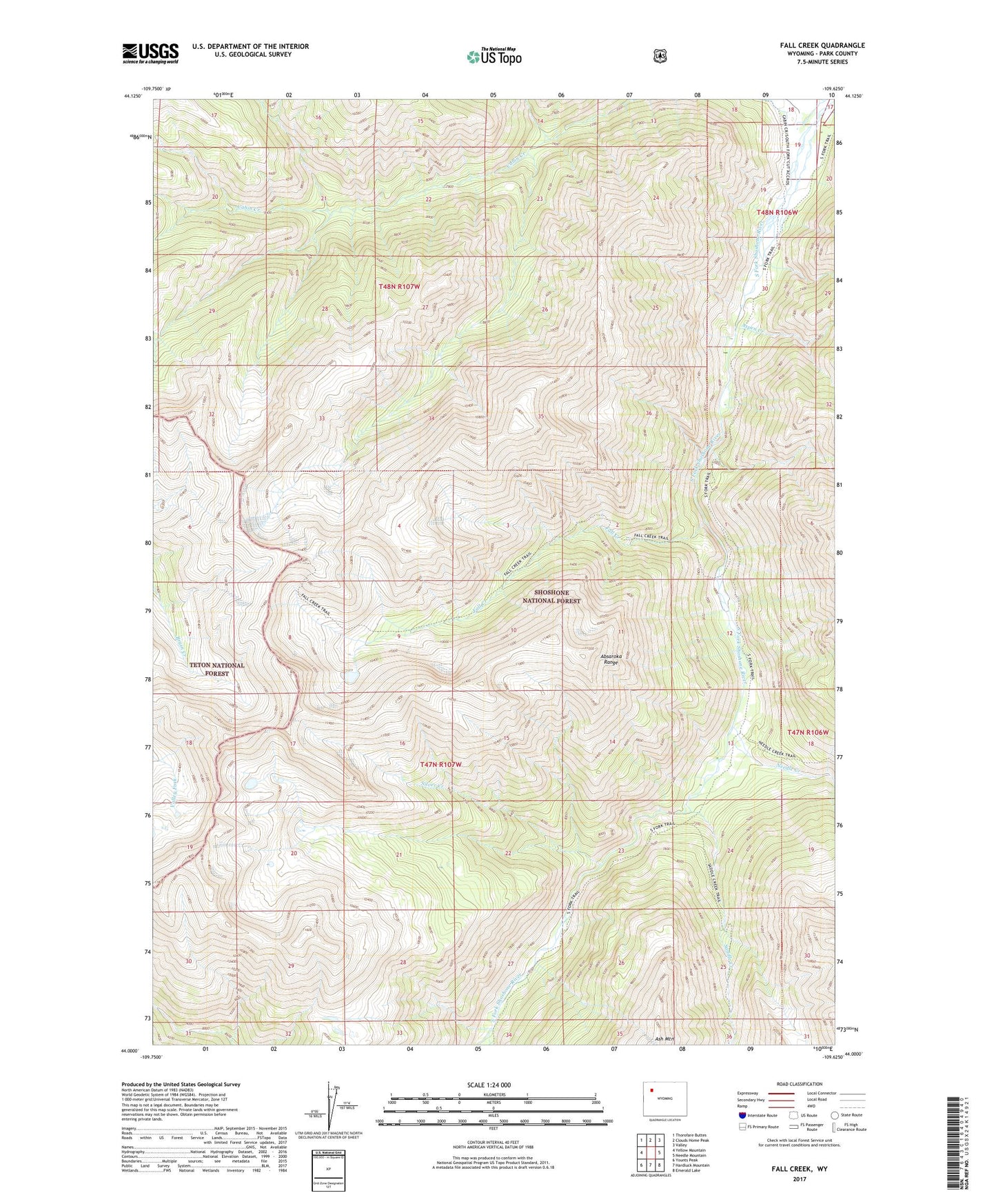 Fall Creek Wyoming US Topo Map Image