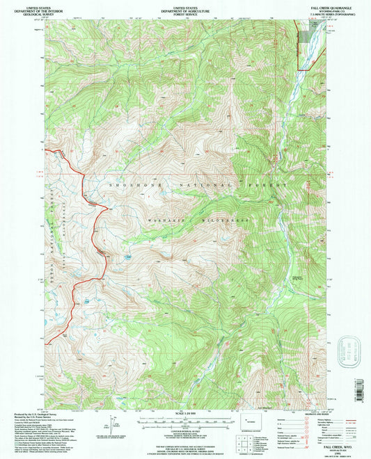 Classic USGS Fall Creek Wyoming 7.5'x7.5' Topo Map Image
