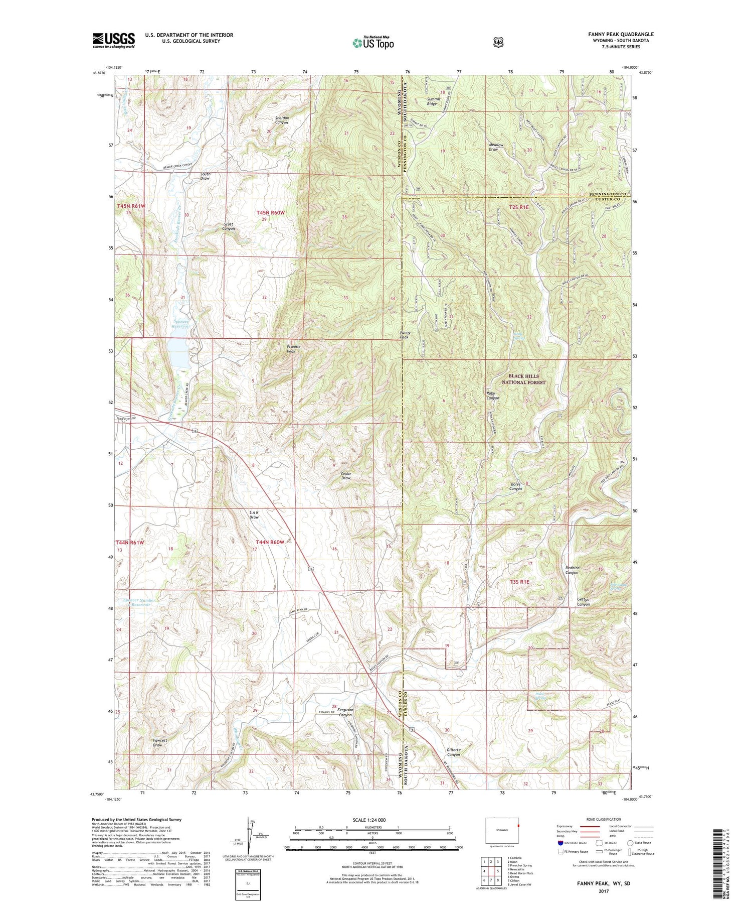 Fanny Peak Wyoming US Topo Map Image