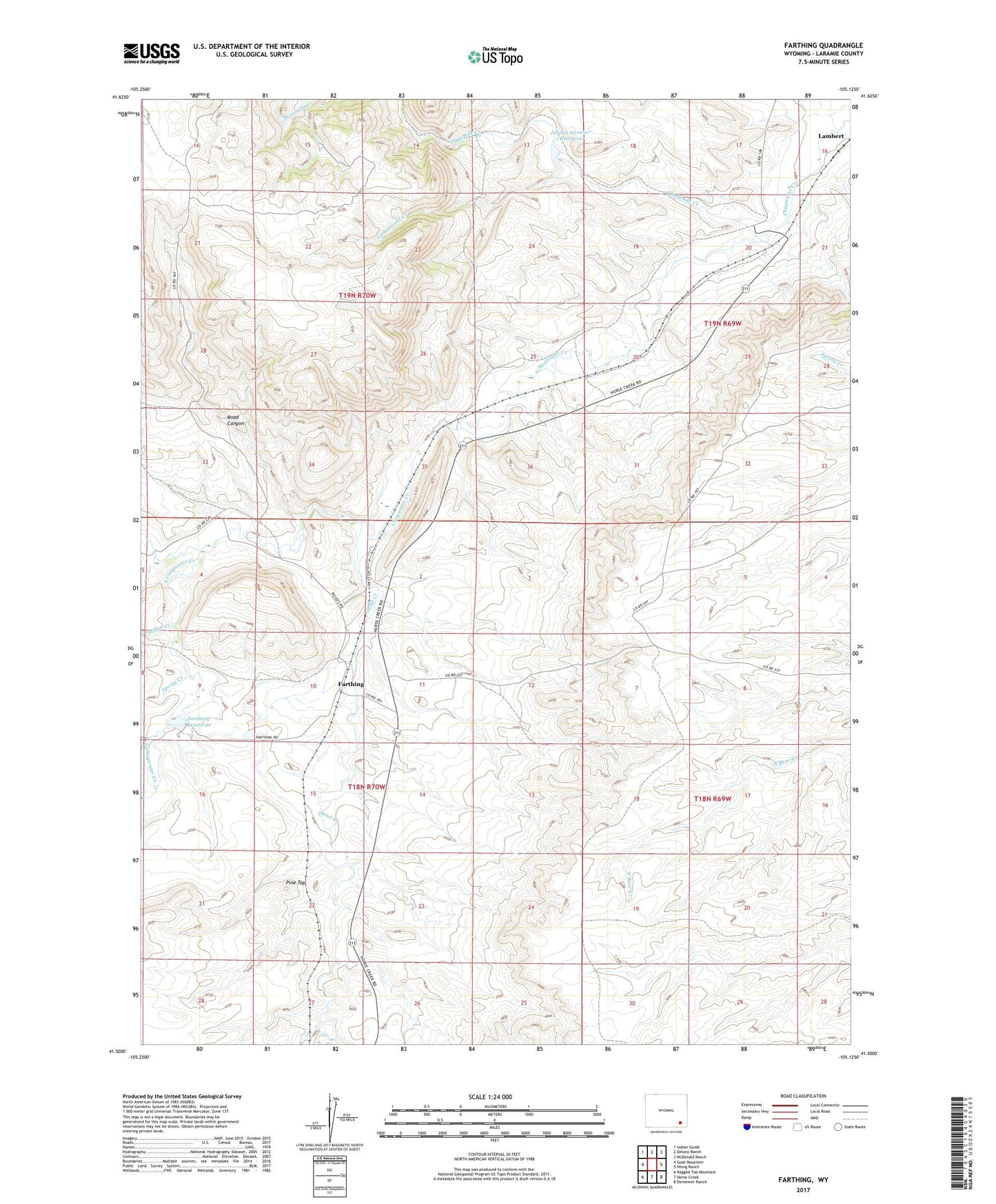Farthing Wyoming US Topo Map Image