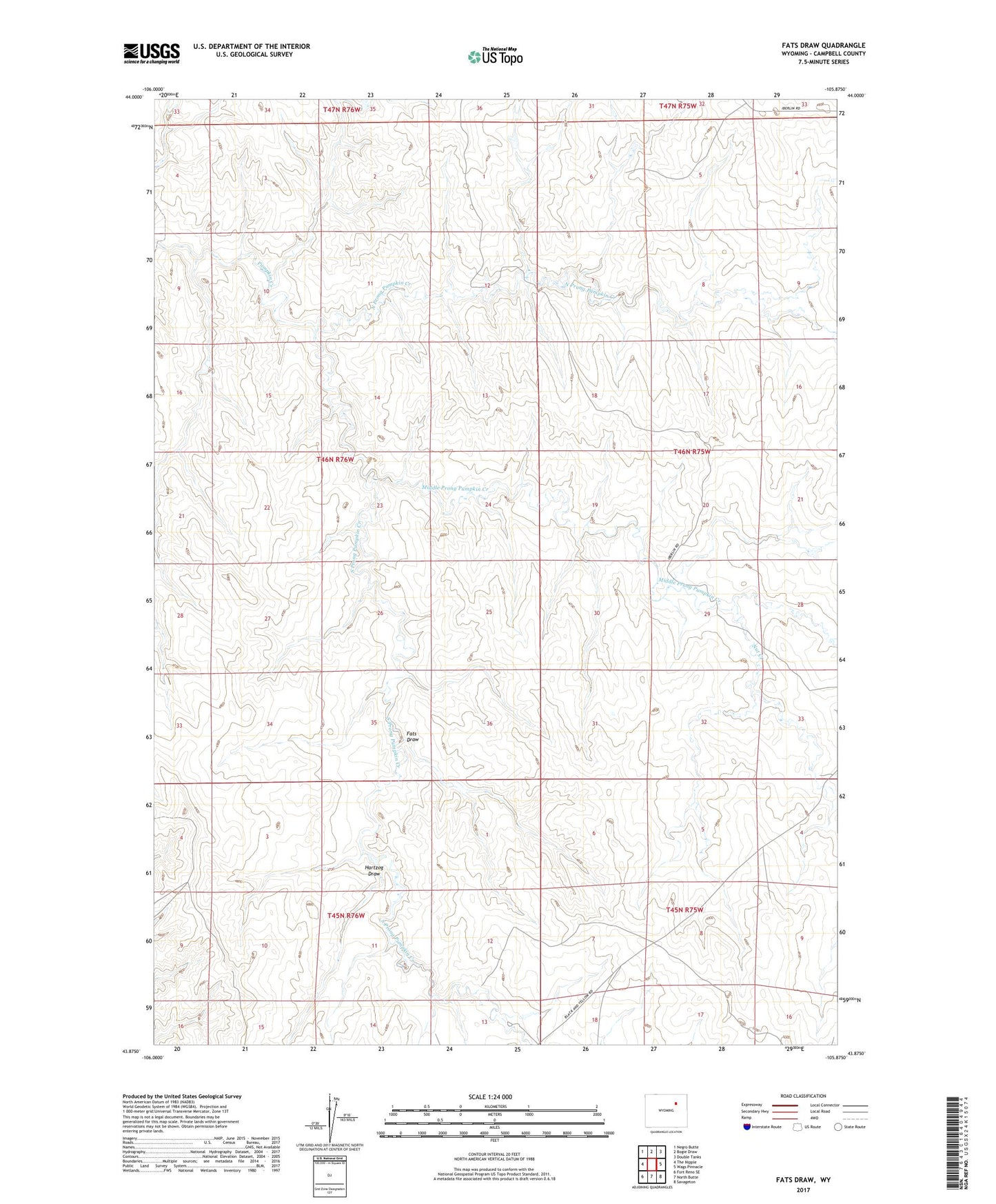 Fats Draw Wyoming US Topo Map Image