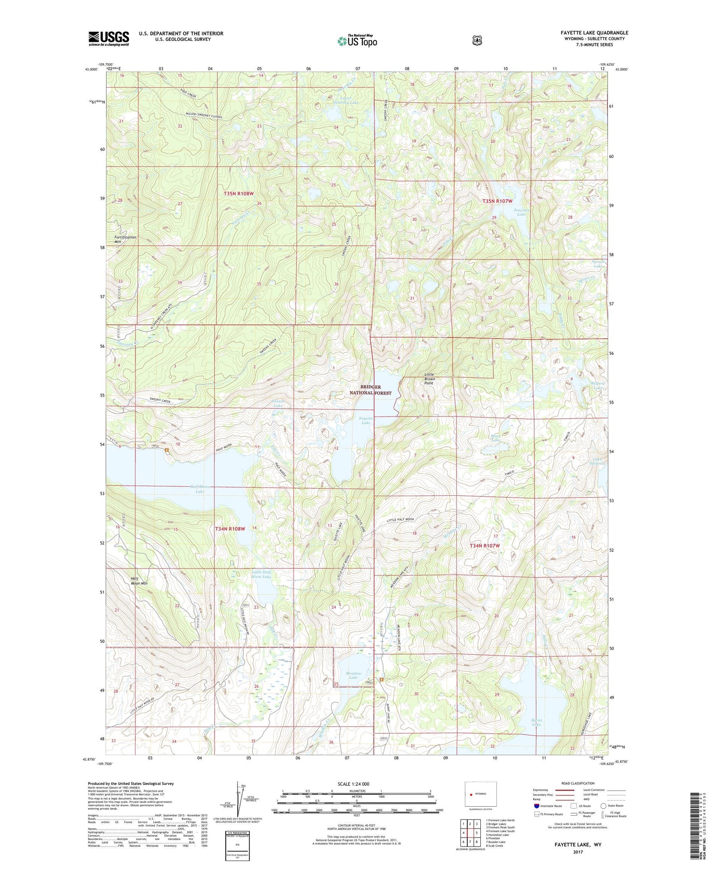 Fayette Lake Wyoming US Topo Map Image