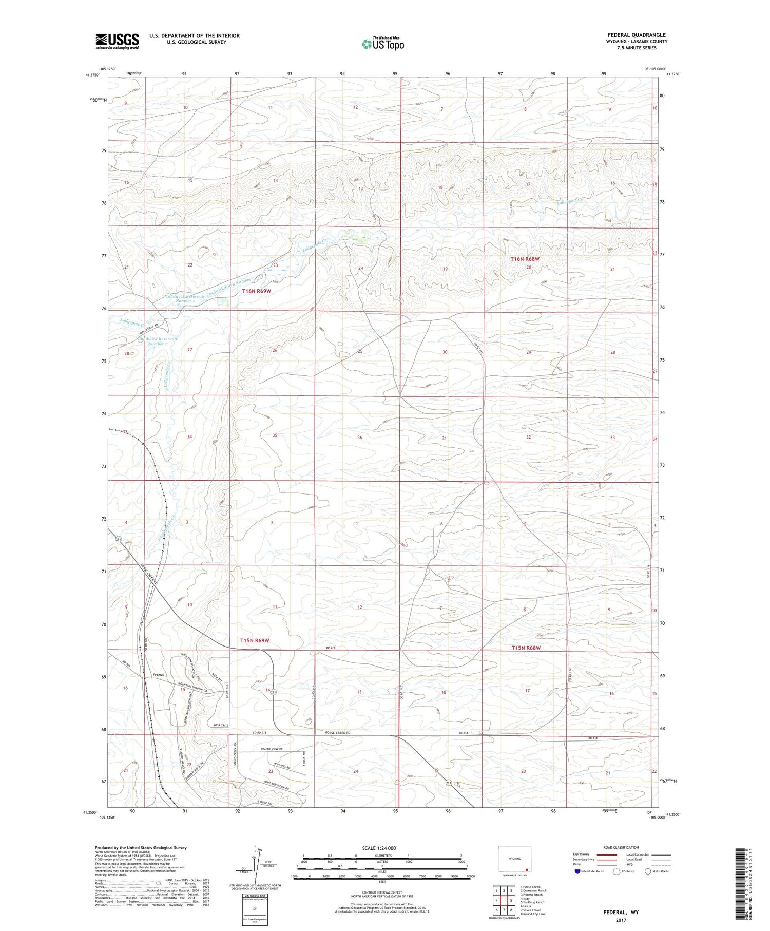 Federal Wyoming US Topo Map Image
