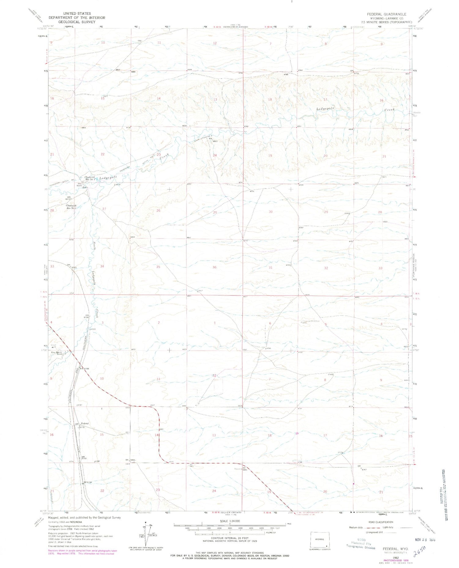 Classic USGS Federal Wyoming 7.5'x7.5' Topo Map Image