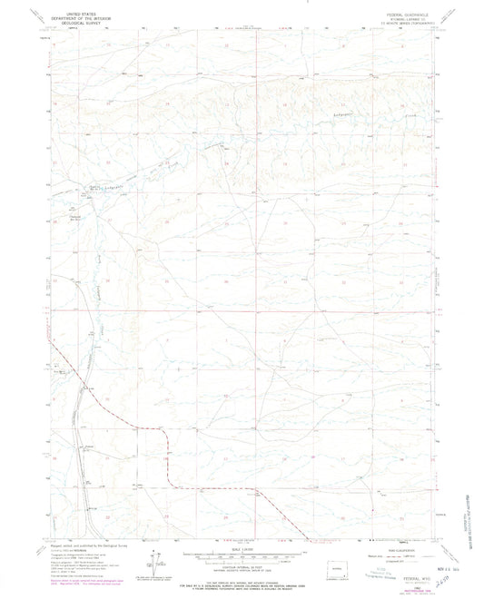 Classic USGS Federal Wyoming 7.5'x7.5' Topo Map Image
