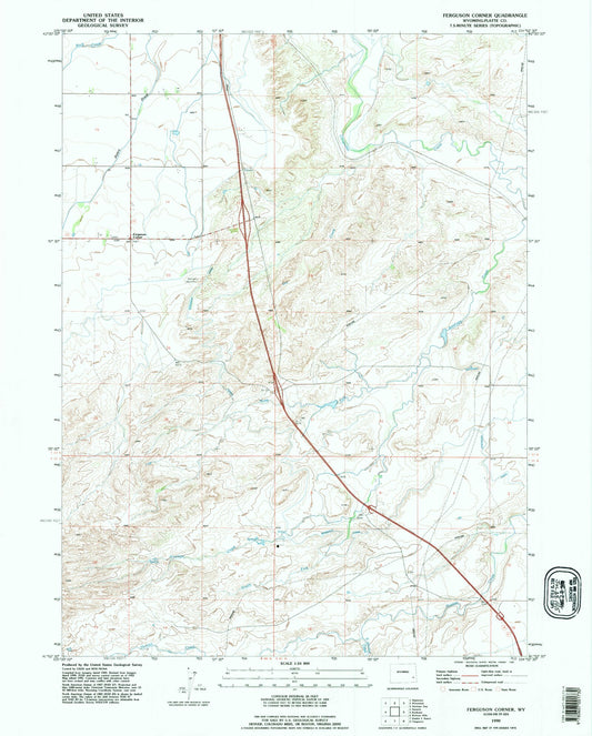 Classic USGS Ferguson Corner Wyoming 7.5'x7.5' Topo Map Image